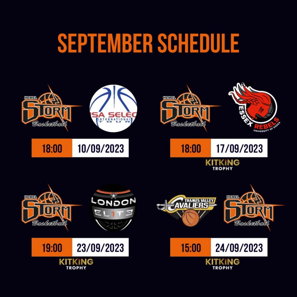 Hemel Storm September schedule announced